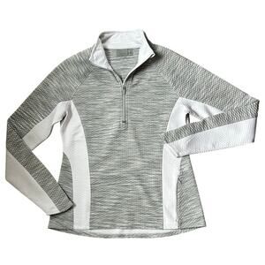 Athleta Heathered Light Gray and White Half-Zip Pullover Jacket